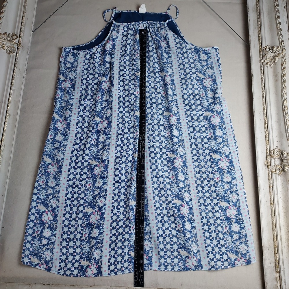GAP Factory Women's Large Tall Blue Floral Halter Dress Sleeveless Lined Boho